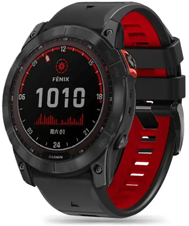 "Tech-Protect" laikrodžio dirželis IconBand Pro Garmin fenix 3/5X/3HR/5X Plus/6X/6X Pro/7X, juodas/raudonas