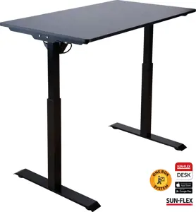 Reguliuojamo aukščio stalas SUN-FLEX®EASYDESK ELITE, elektrinis, vieno variklio, juodas rėmas, 120x…