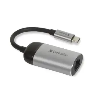 Verbatim 49146 USB-C to Gigabit Ethernet Adapteris, USB 3.1 GEN 1, Gigabit Ethernet, Pilka/Juoda