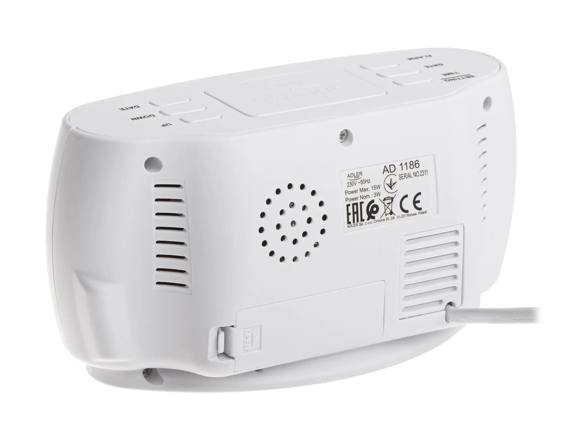 Adler AD 1186W alarm clock Digital alarm clock Black, White