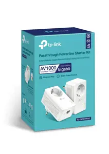 TP-Link AV1000 Gigabit Passthrough Powerline Starter Kit, 1000 Mbps, IEEE 1901, IEEE 802.3, IEEE 802.3ab, IEEE 802.3u, IEEE 802.3u, E tipo, Gigabit Ethernet, 10,100,1000 Mbps, HomePlug AV2