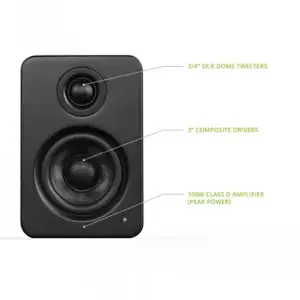 KANTO AUDIO 3" DRIVER - POWERED SPEAKERS WITH USB DAC AND 3.5MM AUX - MATTE BLACK (INCL. TYPE C & G POWER CORDS)