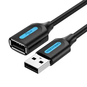 USB 2.0 vyriškas-vyriškas ilgintuvas Vention CBIBD 0,5 m juodas PVC