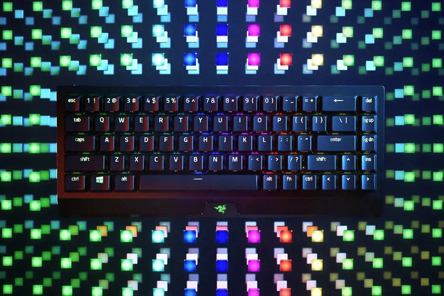 "Razer BlackWidow V3 Mini HyperSpeed" mechaninė žaidimų klaviatūra, RGB LED apšvietimas, "Nordic", belaidė, juoda, geltonas jungiklis