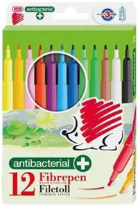 Flomasteriai ICO, antibakteriniai, 12 spalvų