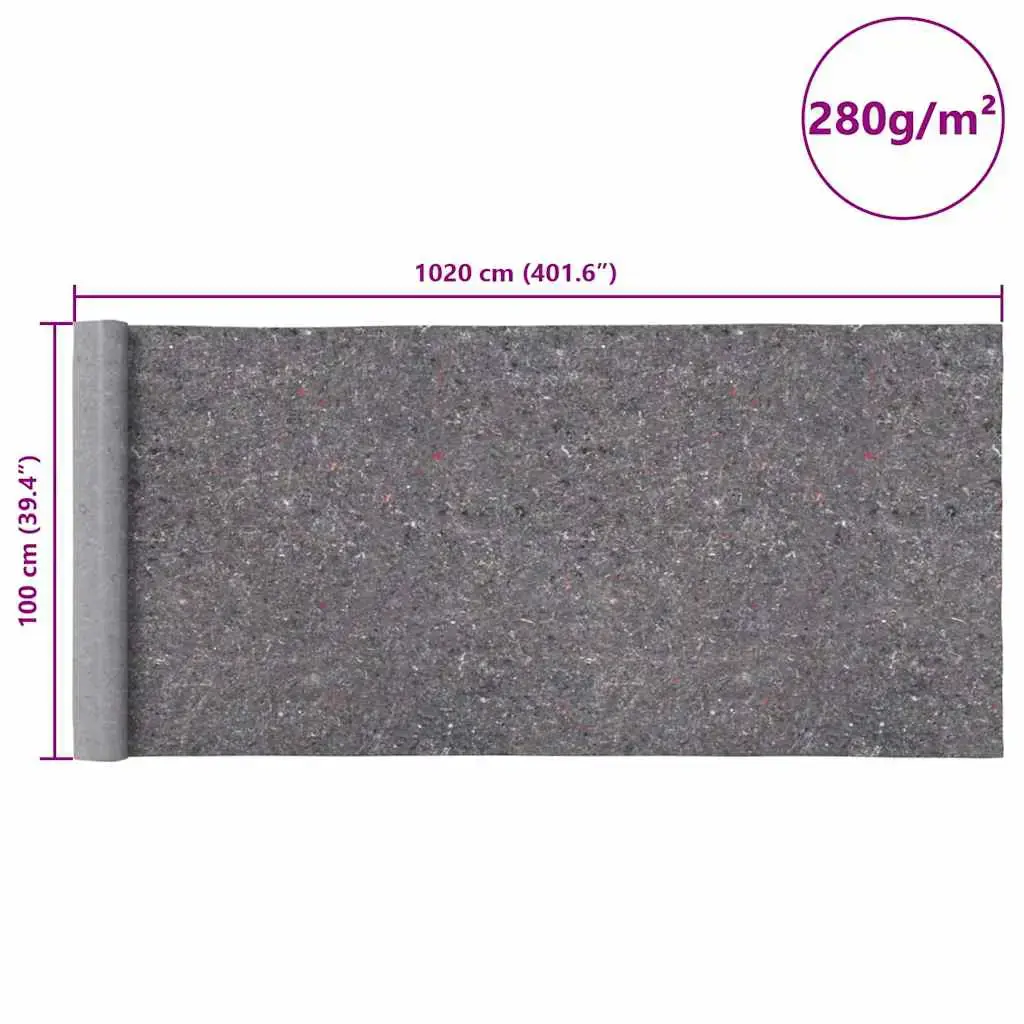 Neslyst. apsaug. kilim., dažymo d., vilna, 10 m, 280g/m²