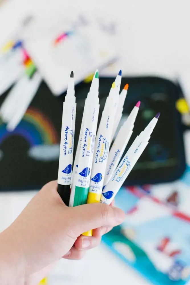 Jaq Jaq Bird nusivalantys Wishy Washy markeriai, 9 vnt.