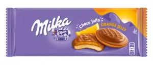 Sausainiai MILKA Jaffa, su apelsinų skonio įdaru, 147 g