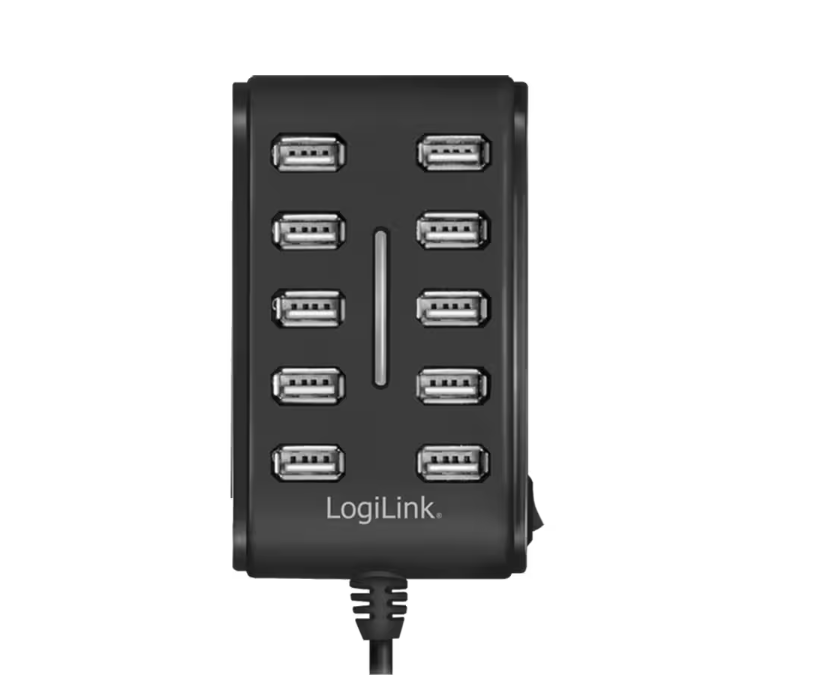 LOGILINK UA0125 LOGILINK - 10 prievadų USB2.0 šakotuvas su jungikliu ON / OFF