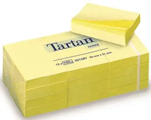 Lipnūs lapeliai TARTAN, 38 x 51 mm, geltona sp., 12 vnt./pak.