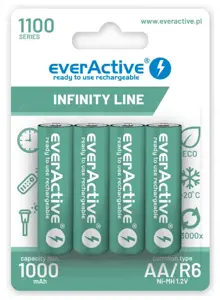 PAKARTOTINIAI AKUMULATORIAI 1100 mAH 4 vnt.
