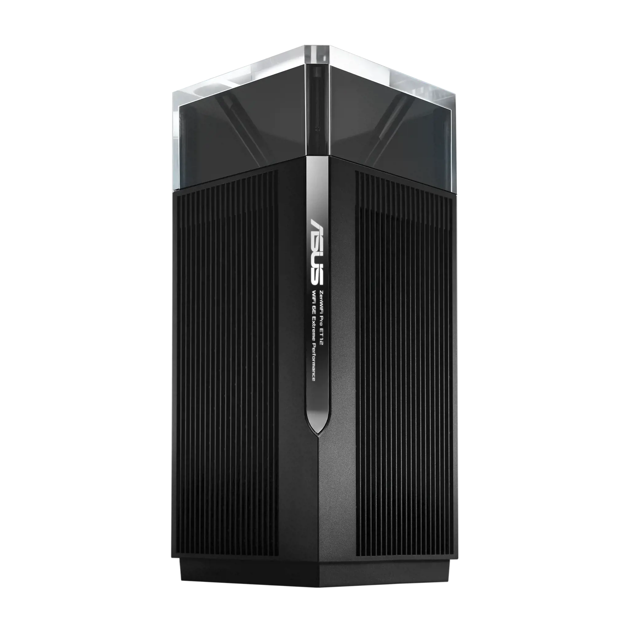 ASUS ZenWiFi Pro ET12, juodas, vidinis, maitinimo, būsenos, trijų dažnių (2,4 GHz / 5 GHz / 6 GHz), "Wi-Fi 6E" (802.11ax), 802.11a, 802.11b, 802.11g, "Wi-Fi 4" (802.11n), "Wi-Fi 5" (802.11ac), "Wi-Fi 6" (802.11ax), "Wi-Fi 6E...