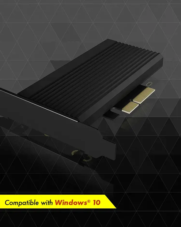 ICY BOX IB-PCI208-HS, PCIe, M.2, pilno aukščio / žemo profilio, PCIe 4.0, juodas, pasyvus