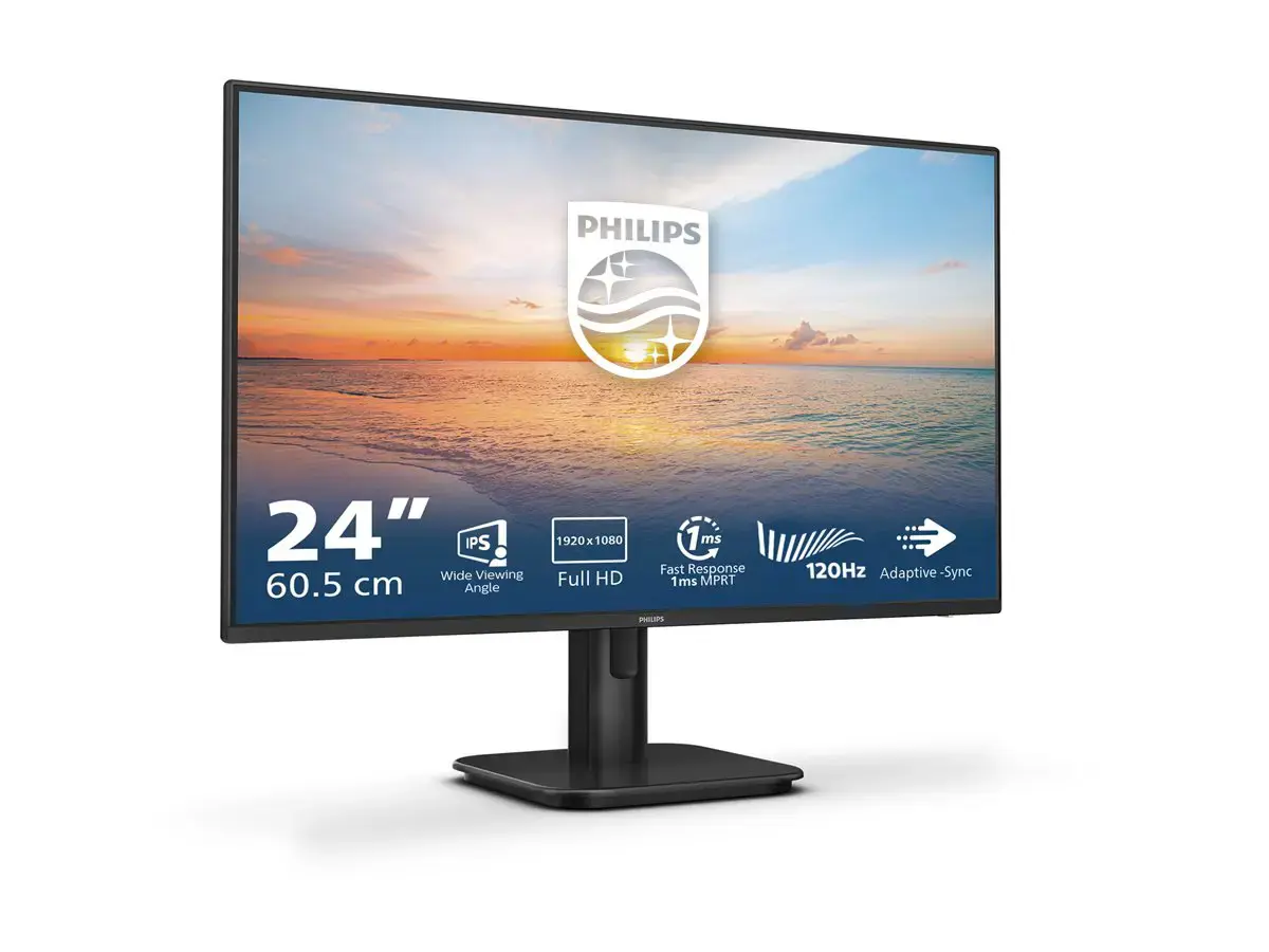 Philips 1000 series 24E1N1100A/00, 60.5 cm (23.8"), 1920 x 1080 pixels, Full HD, LCD, 4 ms, Black