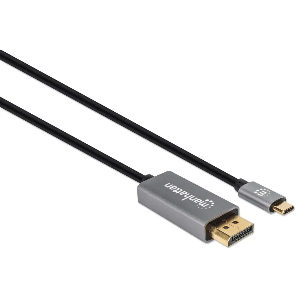 Manhattan USB-C to DisplayPort 1.4 Cable, 8K@60Hz, 2m, Male to Male, Black, Equivalent to CDP2DP146B (except 20cm longer), Three Year Warranty, Polybag, 2 m, USB Type-C, DisplayPort, Male, Male, Straight