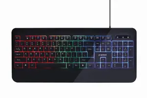 GEMBIRD KB-UML-03 Slim Rainbow backlight multimedijos klaviatūra, juoda, JAV išdėstymo