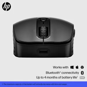 HP 690 Rechargeable Wireless Mouse, Ambidextrous, Bluetooth, 4000 DPI, Black