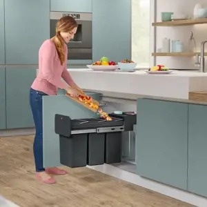 Hailo Įmontuojamas atliekų rūšiavimo kibiras EcoLine, juodas, 3x10l