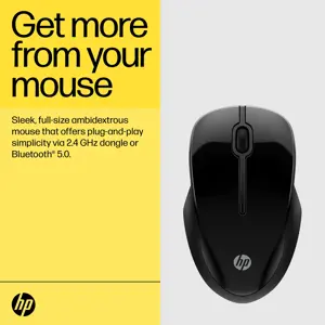 HP 250 dviguba pelė, dvipusė, "Bluetooth" + A tipo USB, 1600 DPI, juoda