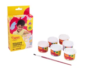 Guašas JOVI TEMPERA, 35 ml, 6 pastelinių spalvų rinkinys su teptuku
