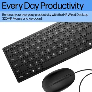 HP 320MK USB Wired Mouse Keyboard Combo, spill resistant – Black - US ENG