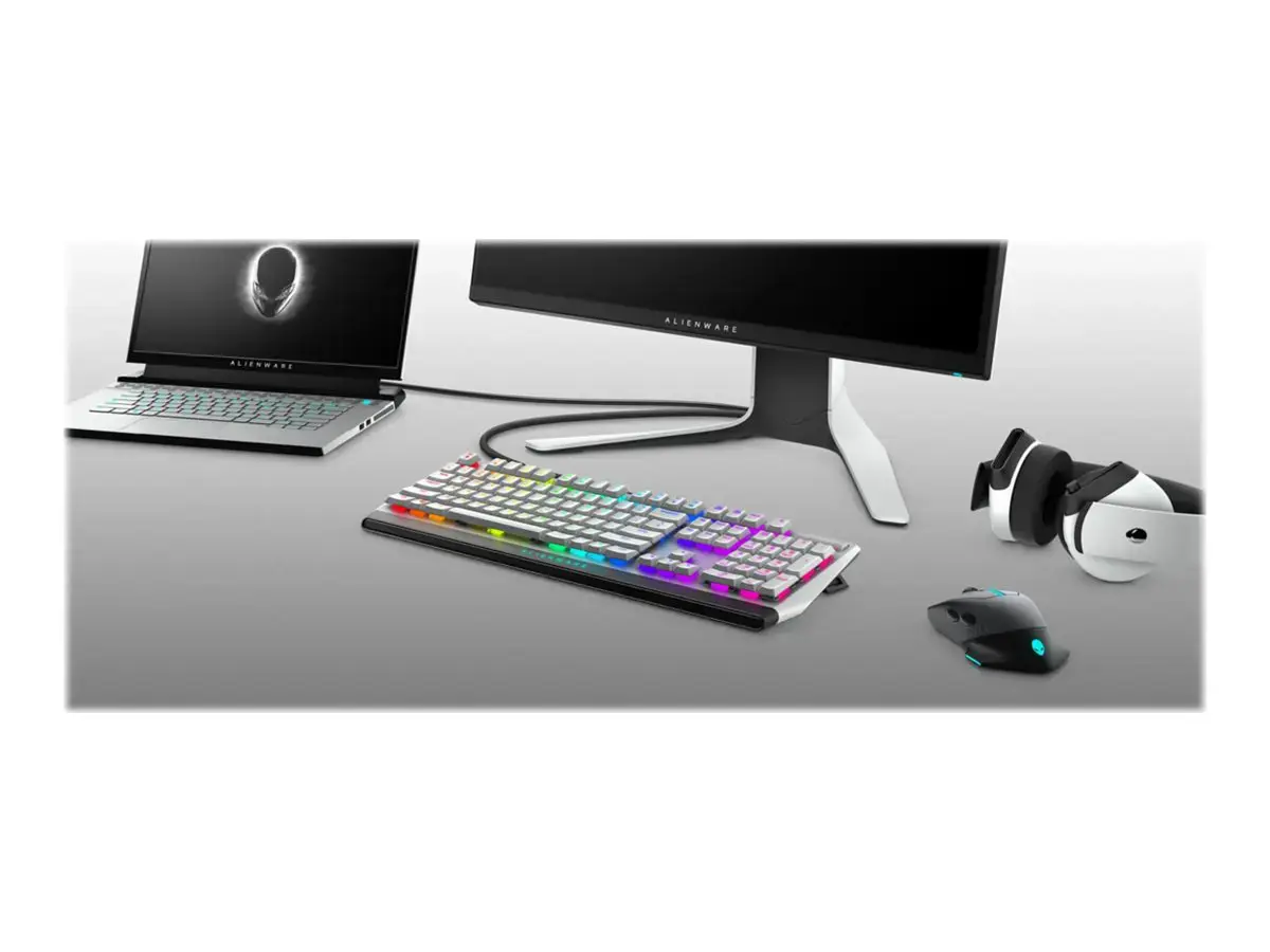 "Alienware AW510K", pilno dydžio (100%), USB, mechaninis, RGB LED, juodas, baltas
