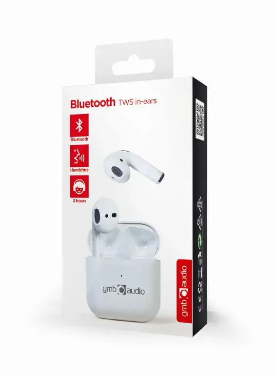 GEMBIRD "Bluetooth" TWS ausinės Vallett blizgios baltos spalvos