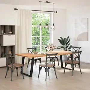 Valgomojo stalo kojelės, 2 vnt., juodos, 80x(72-73) cm, plienas, U formos