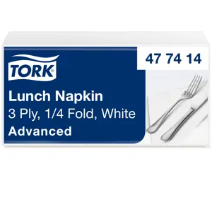 Servetėlės TORK SOFT LUNCH, 3 sl., 150 vnt., 33 x 32.6 cm, balta 477414