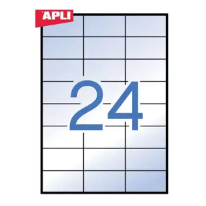 Lipnios etiketės APLI, 70 x 37 mm, A4, 24 lipdukai lape, 20 lapų, matiniai