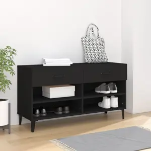 Spintelė batams, juodos spalvos, 102x35x55cm, apdirbta mediena
