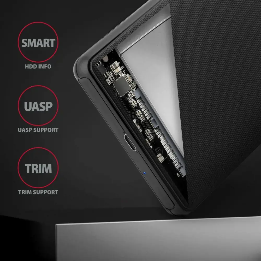 AXAGON EE25-SLC USB-C 3.2 Gen1 - SATA 6G 2,5" SLIDE dėžutė BLACK