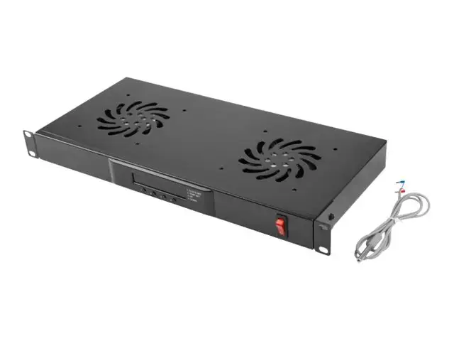 LANBERG AK-1502-B "Lanberg 19" ventiliatoriaus įrenginys / vėdinimo skydelis su LCD ekranu 2 ventiliatoriai + termostatas 230V