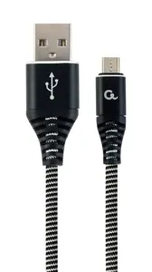 GEMBIRD CC-USB2B-AMmBM-2M-BW "Gembird Premium" medvilninis pintas "Micro-USB" įkrovimo ir duomenų p…