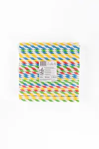 Popieriniai šiaudeliai ZigZag, spalvoti/dryžuoti, D 8 mm, L 25 cm, 150 vnt