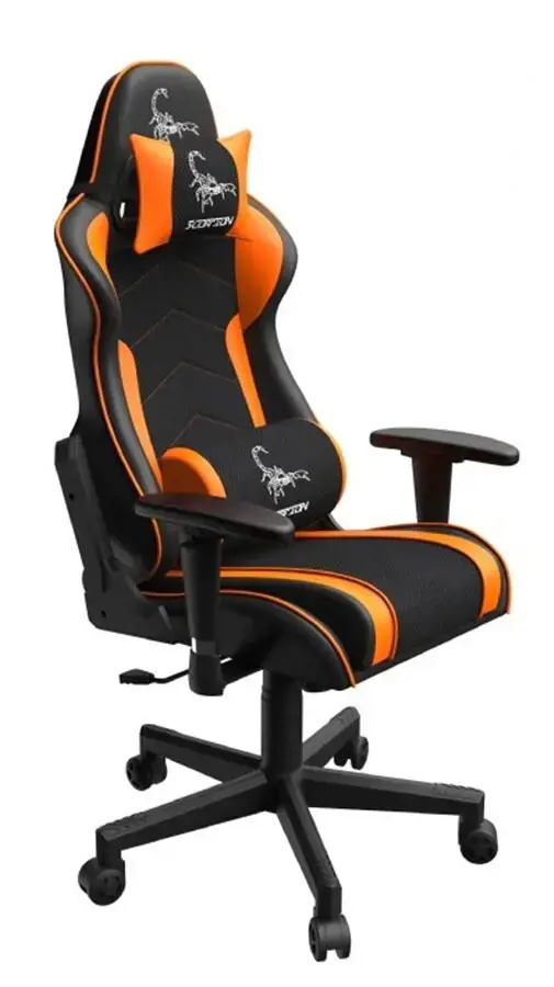 GEMBIRD Žaidimų kėdė SCORPION juoda tinklelio oranžinė oda