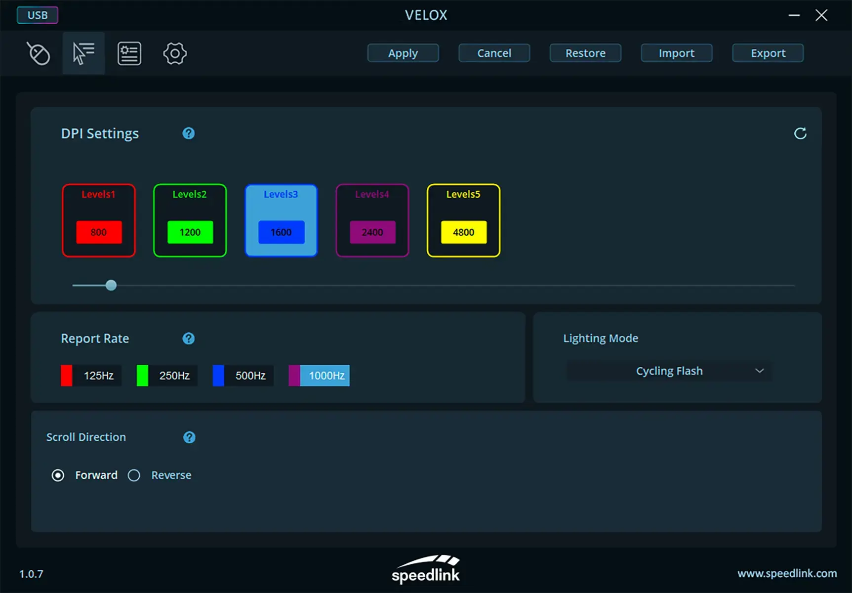 Speedlink wireless mouse Velox RGB, black (SL-680102-BK)