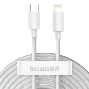 Baseus Simple Wisdom Data Cable Kit USB-C to Lightning PD 20W (2PCS/Set) 1.5m White