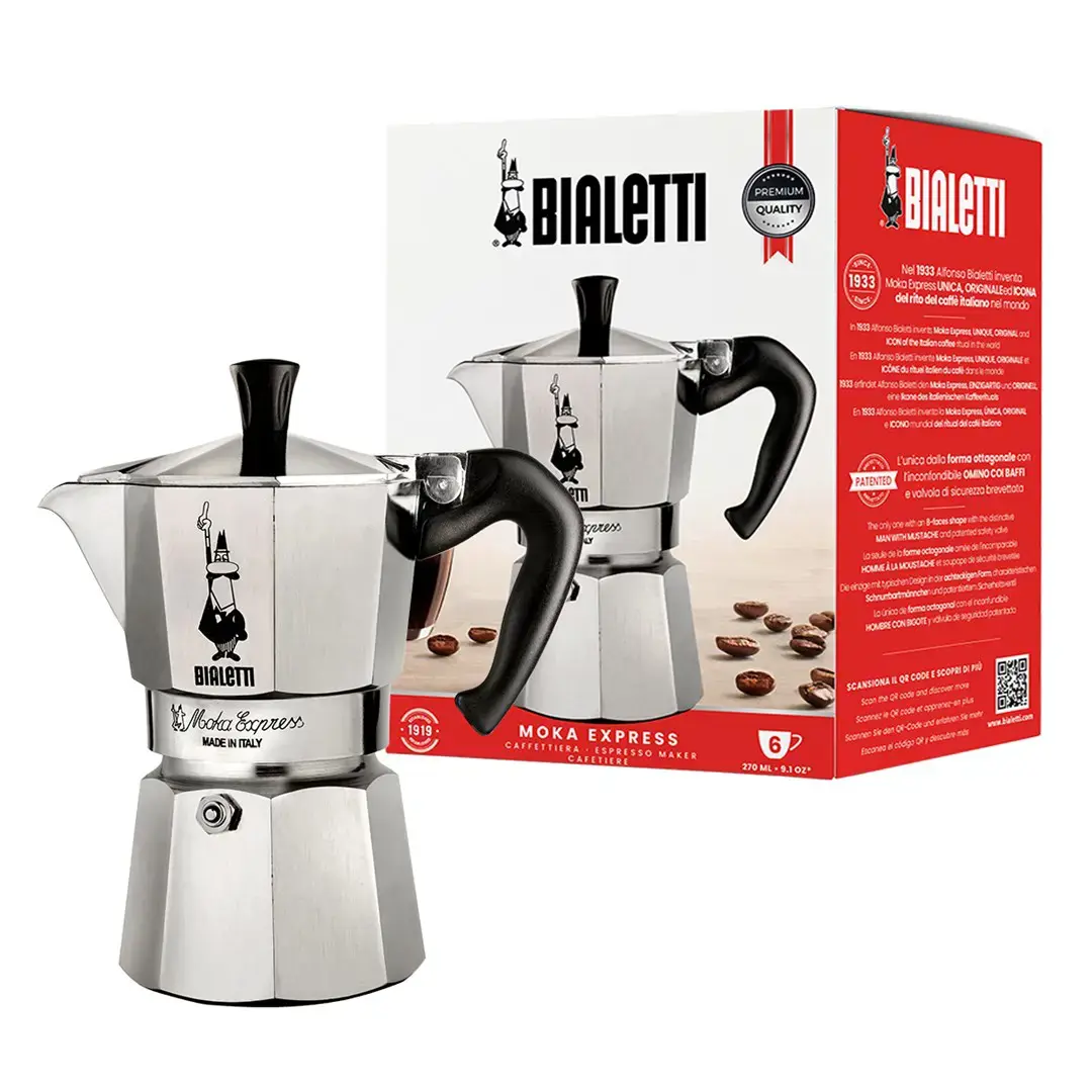 "Bialetti Moka Express" 0,3 l puodas Moka, aliuminis, juodas
