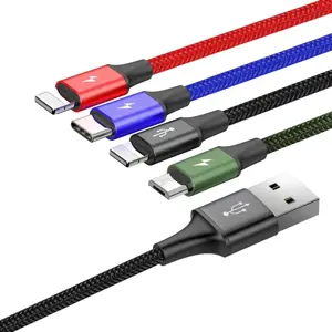 Baseus 2x Lightning | USB Type C | micro USB nylon braided cable 3.5A 1.2m black (CA1T4-A01)