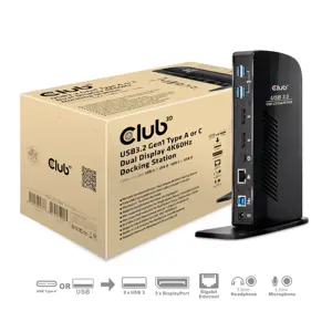 CLUB3D USB3.2 Gen1 Type A or C Dual Display 4K60Hz Docking Station DisplayLink® Certified, Wired, U…