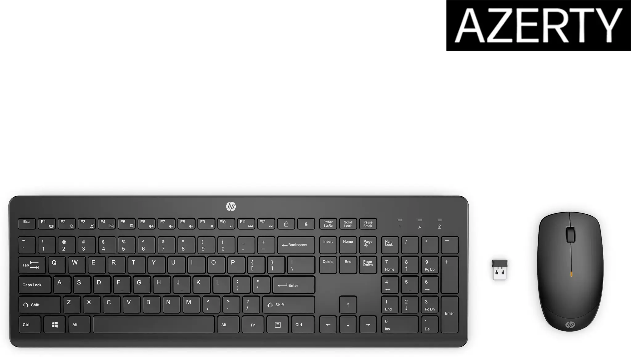HP 230 Wireless Mouse and Keyboard Combo, Full-size (100%), Wireless, RF Wireless, Membrane, Black, Mouse included