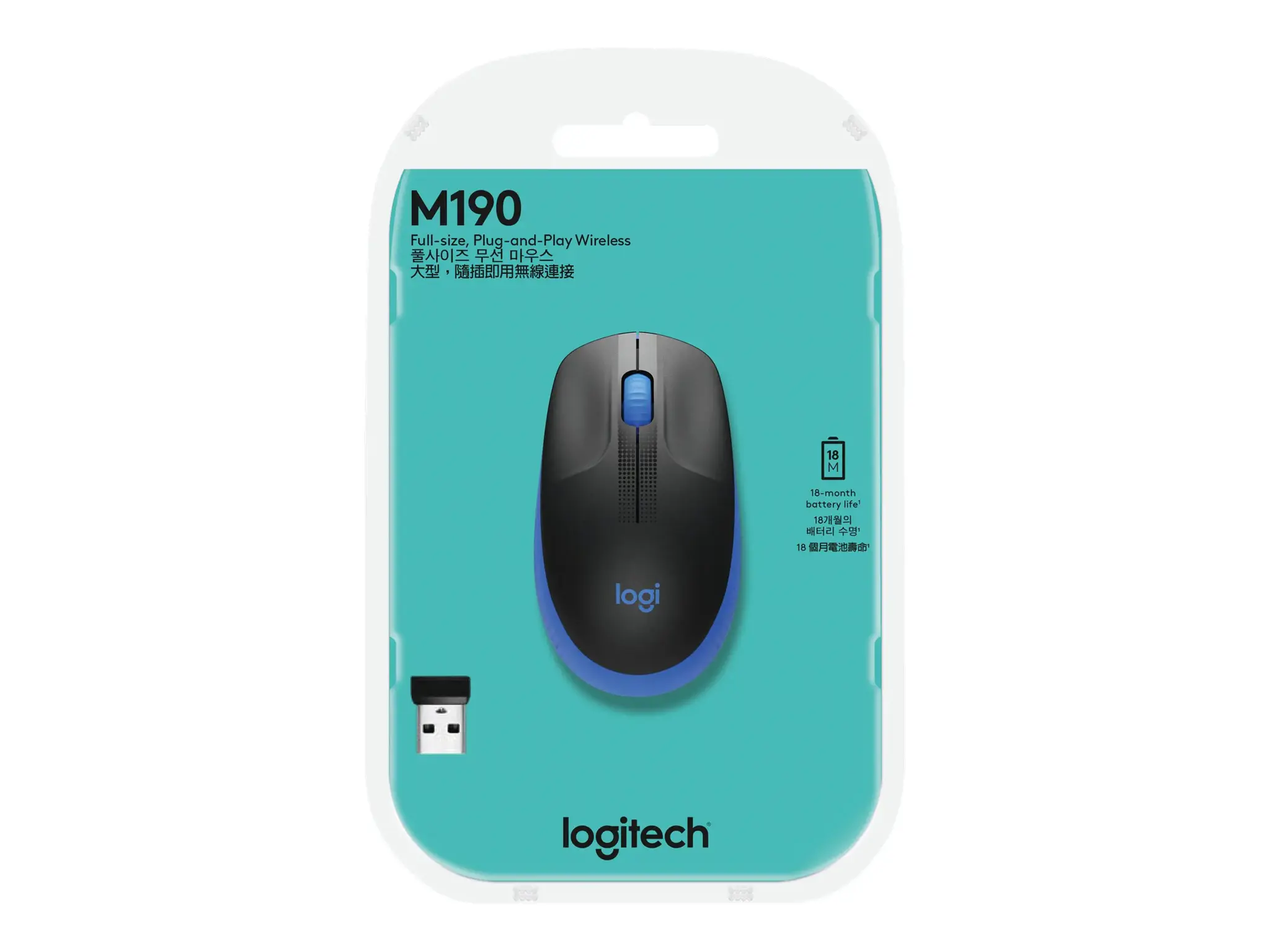 LOGITECH M190 Viso dydžio belaidė pelė - MĖLYNA - EMEA