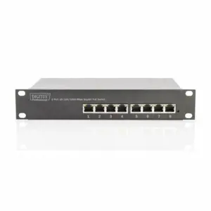 DIGITUS 10 colių 8 prievadų Gigabit Ethernet PoE komutatorius 8 x 10/100/1000Mbps RJ45 PoE 96W su 1…