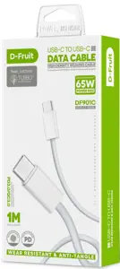 "D-Fruit" kabelis USB-C - USB-C 1 m, baltas (DF901C)