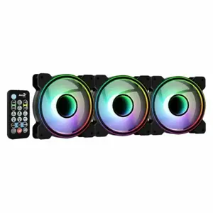 "Aerocool MIRAGE12PRO" komplektas 3xFan PC 12cm ARGB 6 kontaktų Hub Silent Black, Ventiliatorius, 12 cm, 1300 aps/min, 17,8 dB, 45,7 cfm, juodas