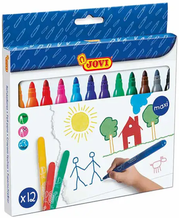 Stori flomasteriai JOVI MAXI, 12 spalvų rinkinys