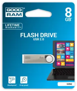 "Goodram UUN2", 8 GB, A tipo USB, 2.0, 20 MB/s, be dangtelio, sidabrinės spalvos