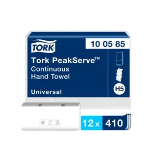 Popieriniai rankšluosčiai TORK PeakServe Continuous Universal H5, 1 sl., 410 servetėlių, 22,5 x 20,…