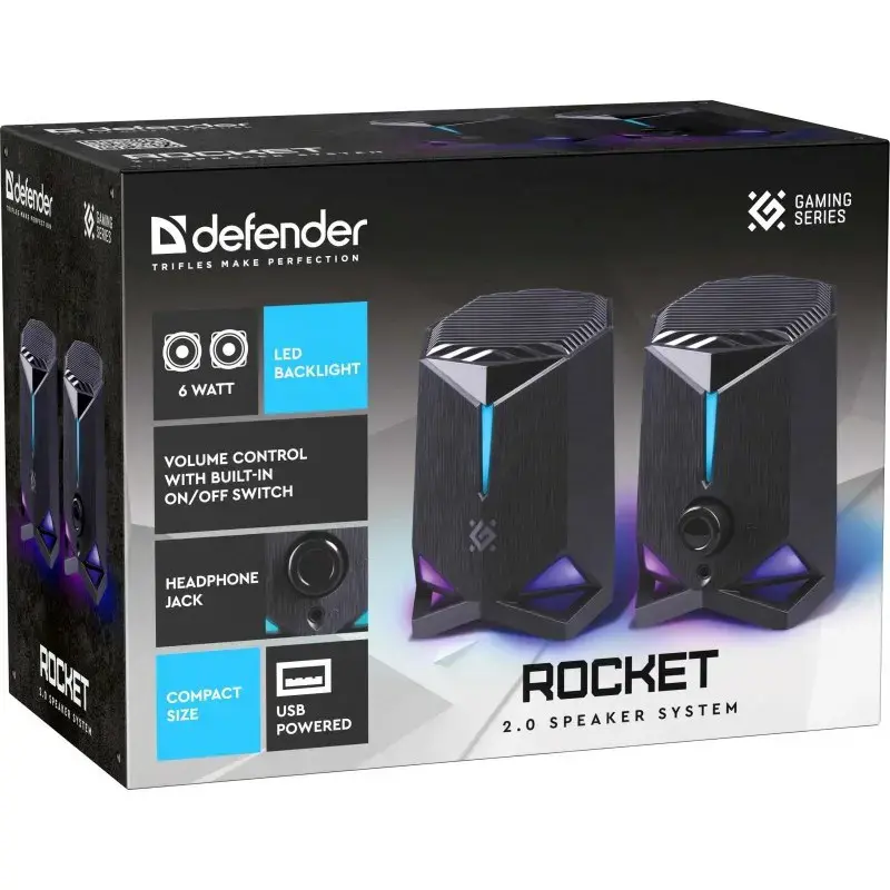Speakers Defender Rocket 2.0 6w LED USB, black
